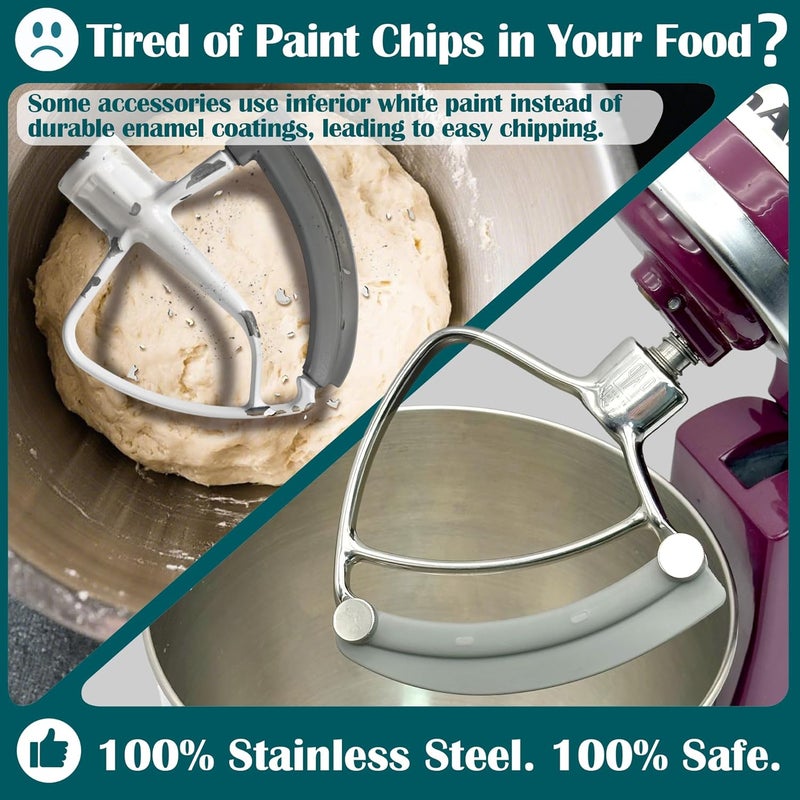 qAp quality art Practical مضرب الحافة المرنة Pro FEB5 متوافق مع خلاطات KitchenAid ذات الرأس المائل سعة 4.5-5 كوارت، شفرتان قابلتان للاستبدال (يستبدل KFE5T و KFE5TS) - Image 2