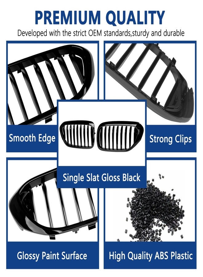 DEKEWEI G30 Grille,Single Slat Gloss Black Kidney Grill Compatible with BMW 2017-2020 5 Series G30 G31 F90 (M5) 530e 530e xDrive 530i 530i xDrive 540i 540i xDrive 550i xDrive ABS Black Kidney Grill - Image 5