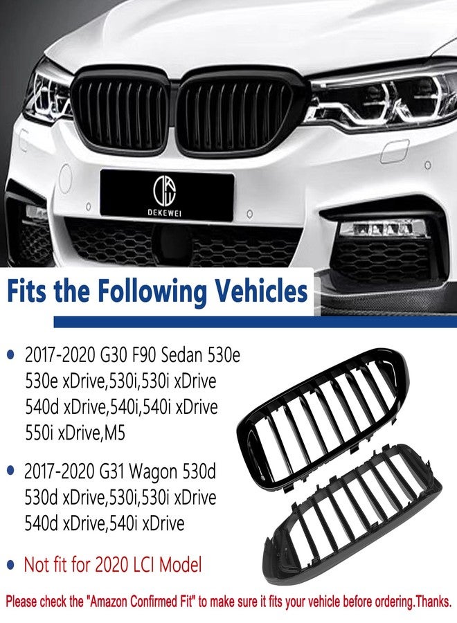 DEKEWEI G30 Grille,Single Slat Gloss Black Kidney Grill Compatible with BMW 2017-2020 5 Series G30 G31 F90 (M5) 530e 530e xDrive 530i 530i xDrive 540i 540i xDrive 550i xDrive ABS Black Kidney Grill - Image 4