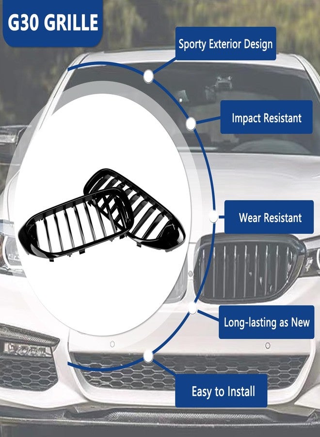 DEKEWEI G30 Grille,Single Slat Gloss Black Kidney Grill Compatible with BMW 2017-2020 5 Series G30 G31 F90 (M5) 530e 530e xDrive 530i 530i xDrive 540i 540i xDrive 550i xDrive ABS Black Kidney Grill - Image 3