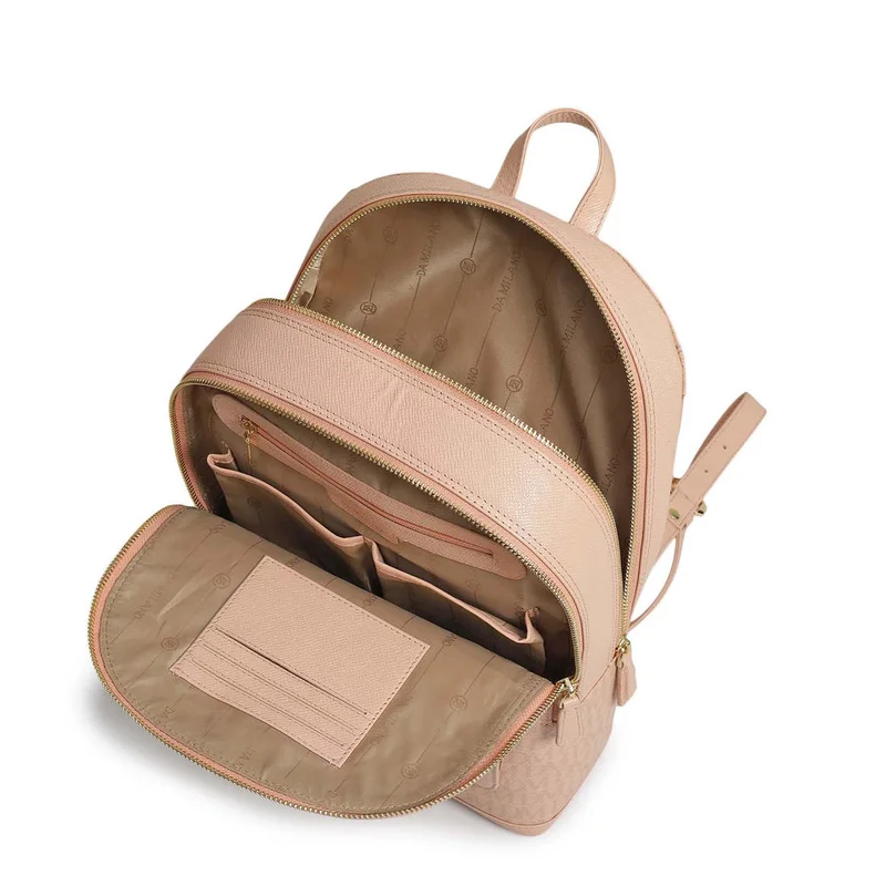 Da Milano Peach Monogram Franzy Leather Backpack - Peach  | Best Price UAE