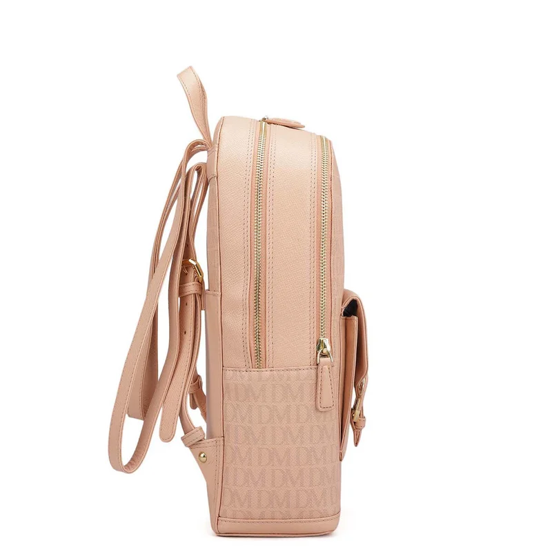 Da Milano Peach Monogram Franzy Leather Backpack - Peach  | Best Price UAE