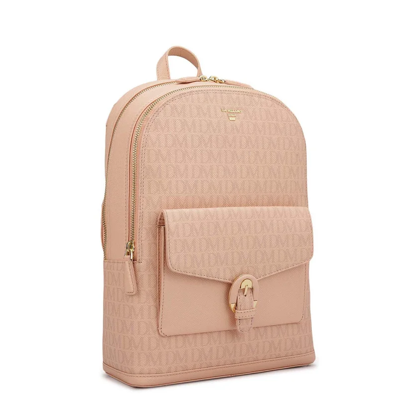 دا ميلانو Monogram Franzy Leather Backpack - Peach