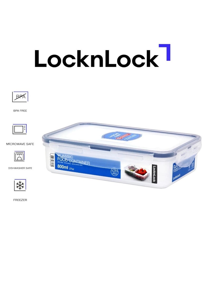 LOCK & LOCK LocknLock 800ml Rectangular  Airtight Food Storage with Divider  - BPA-Free, Microwave, Freezer, and Dishwasher Safe  - Image 1
