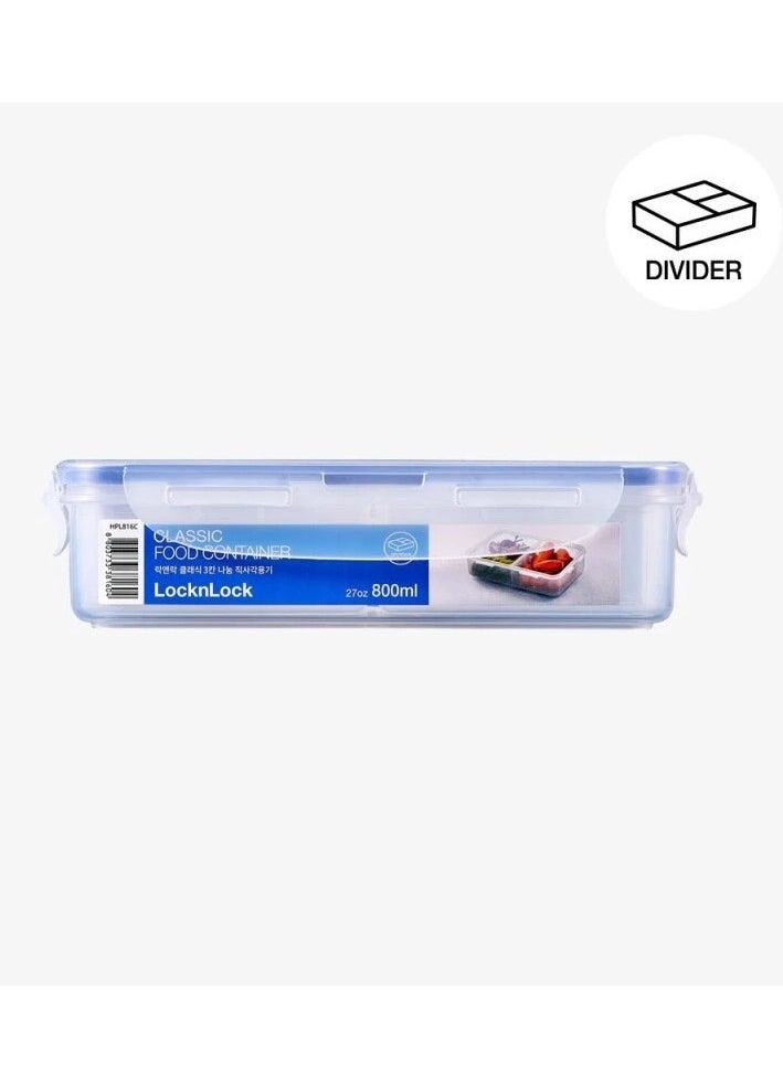 LOCK & LOCK LocknLock 800ml Rectangular  Airtight Food Storage with Divider  - BPA-Free, Microwave, Freezer, and Dishwasher Safe  - Image 2