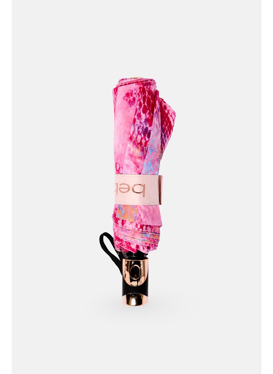 bebe - Snake Skin Auto Open Umbrella, Pink - Image 1