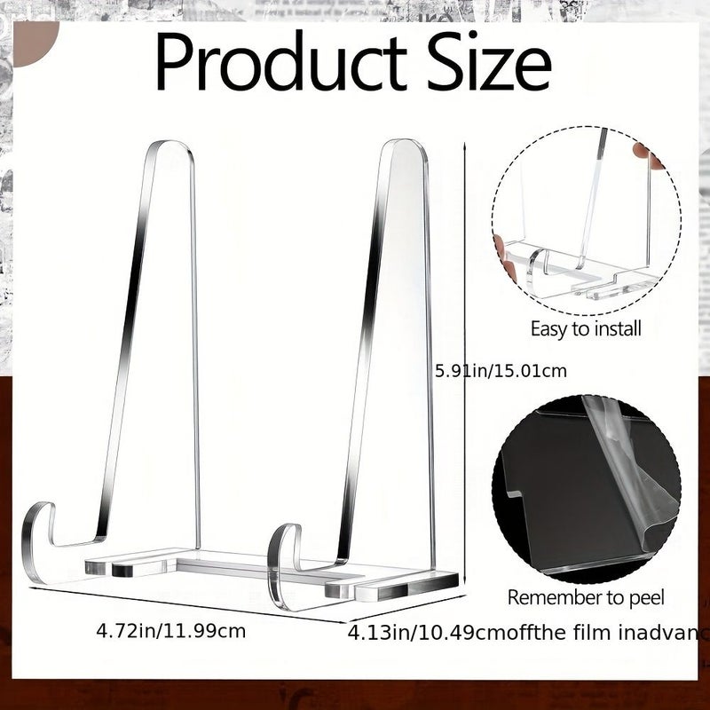 Transparent Acrylic Photo Frame Stand Bookshelf Easel Plate Holder For Postcard Book Display - Image 3