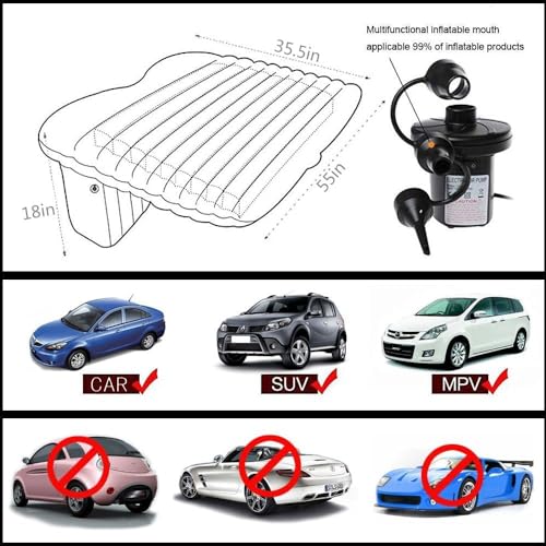 Yearwell Car Inflatable Bed with Pump & 2 Air Pillows | Universal Fit Back Seat Travel Mattress | Car Bed for Camping, Kids, Trips, Beach, Picnic | Quick Inflation Car Air Mattress (Black) - Image 5