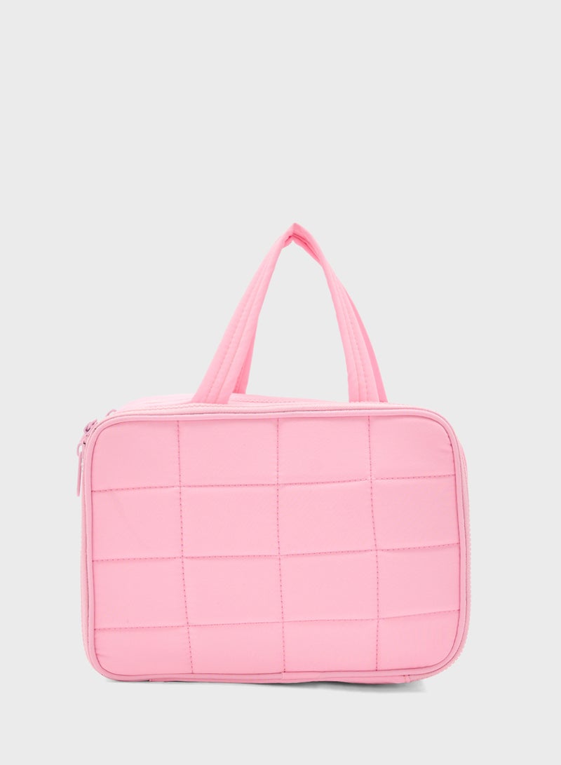 Ginger Quilted Cosmetic Bag With Multiple Compartments  - Image 1