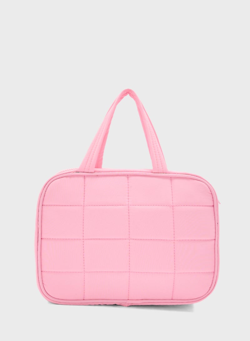 Ginger Quilted Cosmetic Bag With Multiple Compartments  - Image 2