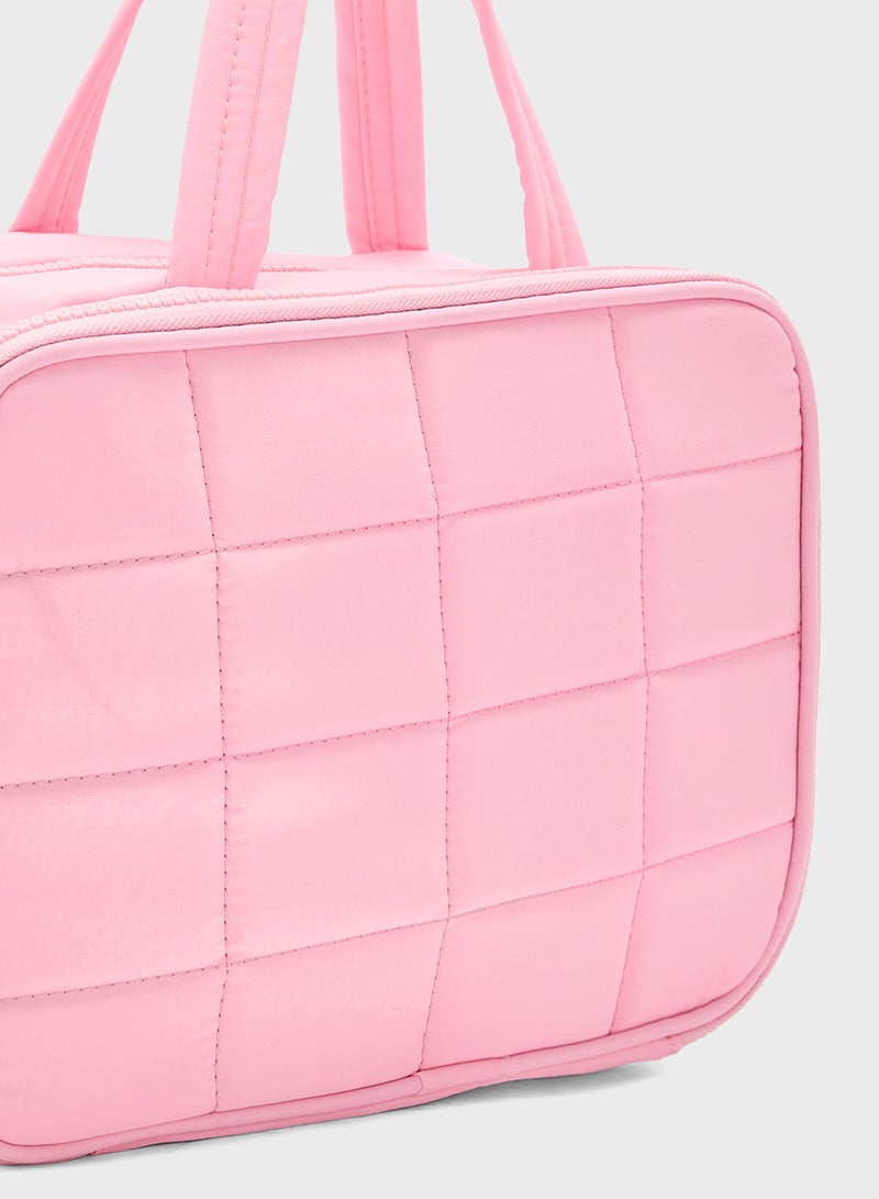 Ginger Quilted Cosmetic Bag With Multiple Compartments  - Image 4