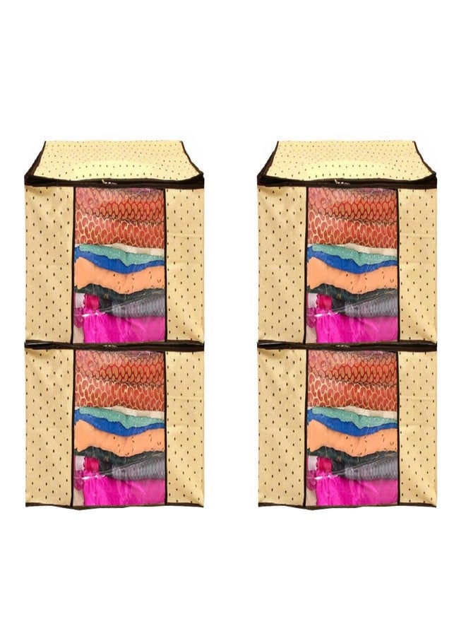 SHAPING FABRIC غطاء ملابس من قماش غير منسوج 90 غرام/متر مربع مع نافذة شفافة وسحاب معدني مزدوج - عبوة من 4 قطع | حقيبة تخزين ملابس مقاومة للغبار للساري، والبدلات، والسترات، والقمصان SCXLRL1582493517524148523982 - Image 1