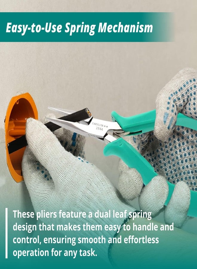 إكسلتا كماشة إكسيلتا من الفولاذ المقاوم للصدأ، آلية زنبركية ناعمة، فكين ناعمين، قبضة مريحة مضادة للكهرباء الساكنة ومبطنة، أداة دقيقة، طول 5.75 بوصة، متوسطة - Image 4