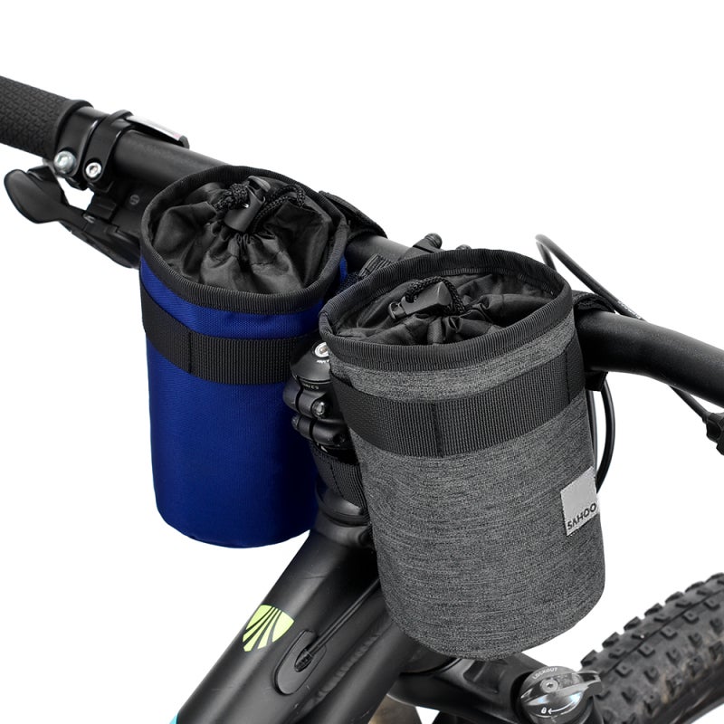 Sahoo Water Bottle Pouch: Grey 300D Polyester Insulated Interior - Drawstring Closure Handlebar Bag for Bike Outdoor Use - Image 4