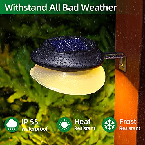 JSOT Solar Gutter Lights for Outside Decor, Solar Fence Light Outdoor Waterproof Yard Lights, 2 Installations Methods for Deck Garden Porch Garage Stairs Wall Patio Backyard - Warm White, 6 Pack - Image 3