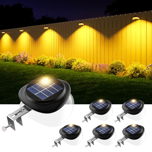 JSOT Solar Gutter Lights for Outside Decor, Solar Fence Light Outdoor Waterproof Yard Lights, 2 Installations Methods for Deck Garden Porch Garage Stairs Wall Patio Backyard - Warm White, 6 Pack - Image 1