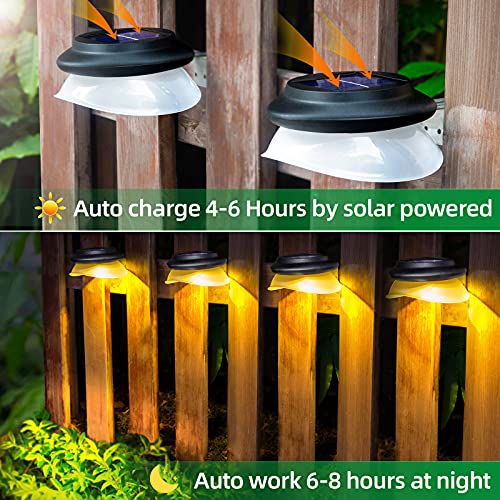 JSOT Solar Gutter Lights for Outside Decor, Solar Fence Light Outdoor Waterproof Yard Lights, 2 Installations Methods for Deck Garden Porch Garage Stairs Wall Patio Backyard - Warm White, 6 Pack - Image 2