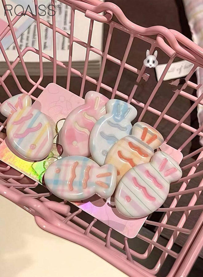 roaiss 16 Pcs Sweet Hair Accessories 5 Pcs Wide Elastic Hair Ties 6 Pcs Cartoon Fish-shaped Hair Clips, 6 Pcs Oval Star Hair Clips, Simple High-elasticity Ponytail Hair Ties Create Sweet and Simple Hairstyle - Image 5
