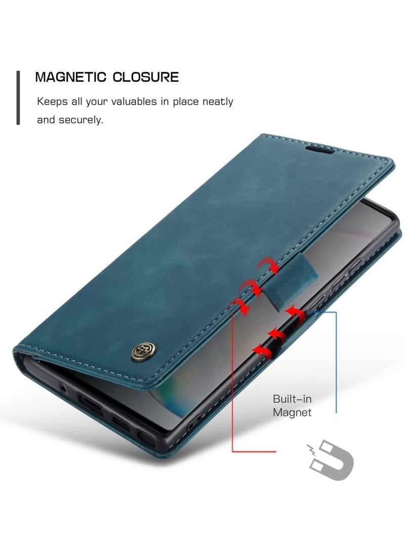 CaseMe Phone Case Luxury PU Leather Design 013 Flip Cover Card Slot Holder Cover For Samsung Galaxy Note 10 Lite (Green) - Image 4