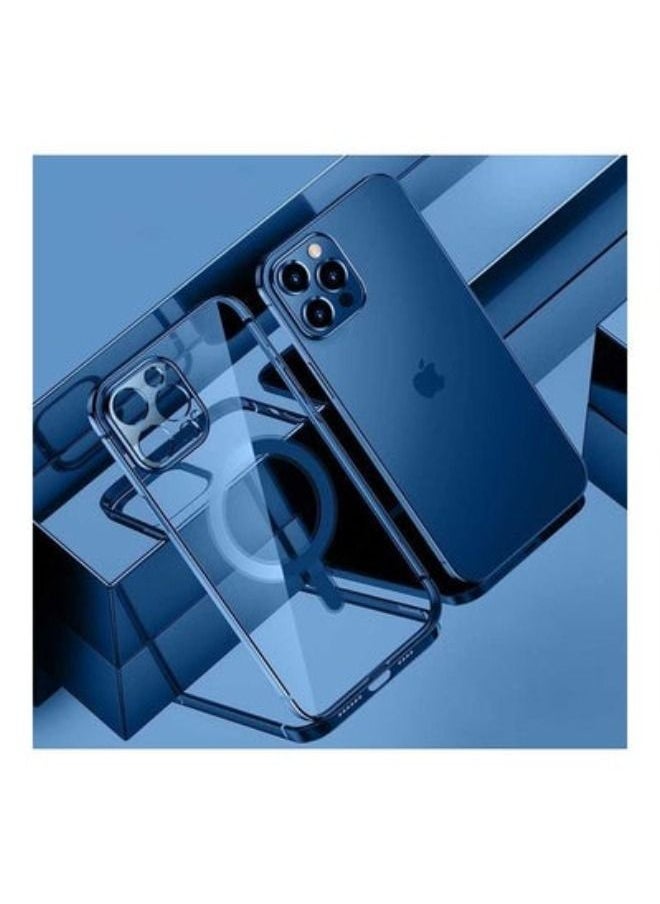 ACLIX - Magnetic Electroplating Frame Magsafe Wireless Charging Case for Apple iPhone 13 Pro Max Blue/Clear - Image 1