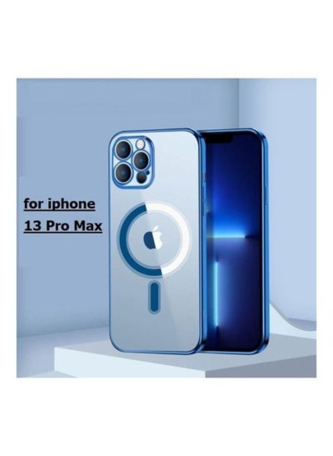 ACLIX - Magnetic Electroplating Frame Magsafe Wireless Charging Case for Apple iPhone 13 Pro Max Blue/Clear - Image 1