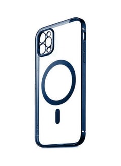 Magnetic Electroplating Frame Magsafe Wireless Charging Case for Apple iPhone 13 Pro Max Blue/Clear
