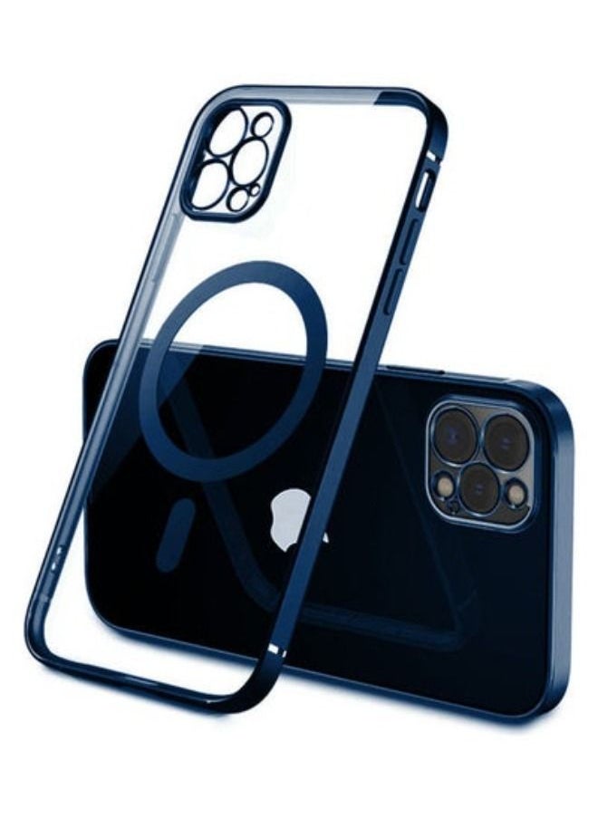 ACLIX - Magnetic Electroplating Frame Magsafe Wireless Charging Case for Apple iPhone 13 Pro Max Blue/Clear - Image 1