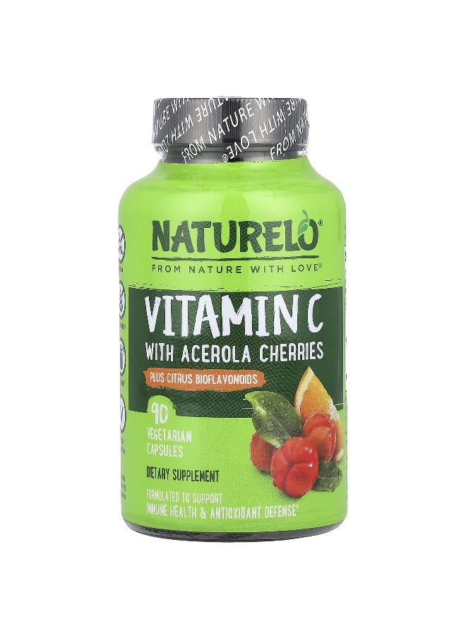 NATURELO NATURELO, Vitamin C With Acerola Cherries Plus Citrus Bioflavonoids, 90 Vegetarian Capsules  - Image 1