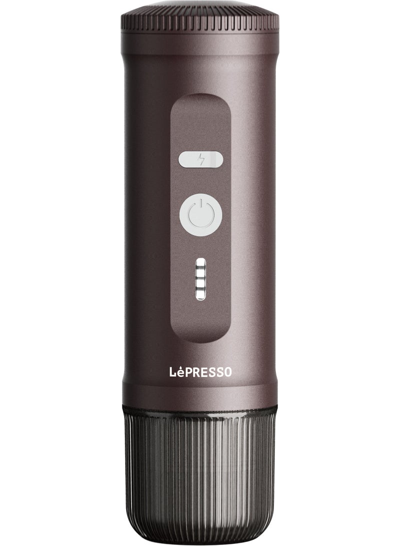 ليبرسو ماكينة صنع الإسبريسو المحمولة 2 في 1 مع توافق الكبسولات والمسحوق / ضغط 20 بار / بطارية مدمجة / وظيفة التسخين / تحضير سريع / حجم صغير - بني - Image 1