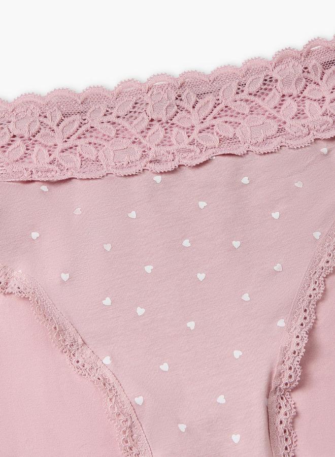 Splash FAV Briefs with Lace Trim and Heart Print - Image 3