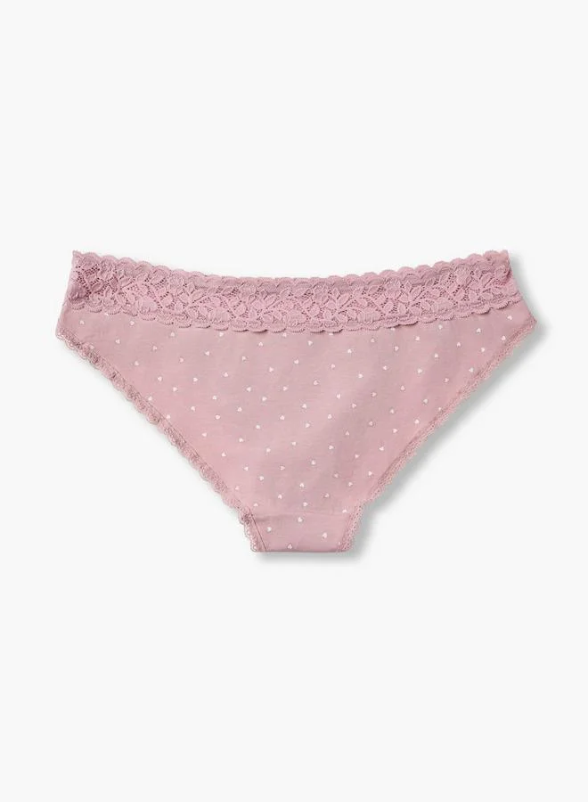 Splash FAV Briefs with Lace Trim and Heart Print