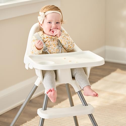Regalo High Chair for Babies and Toddlers, Easy to Clean, Sturdy Award Winning Brand, Removable Oversized Tray with Cup Holder, Five Point Harness, White - Image 1