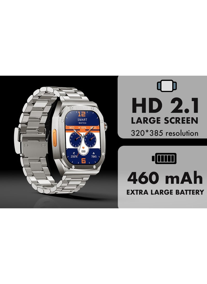 iOsuite Vogue Smart Watch Stainless Steel with Bluetooth Call HD 2.1" Full Touch Screen Fitness Tracker with Heart Rate Blood Pressure Blood Oxygen Sleep Monitor, IP67 Waterproof Activity Tracker for Android and IOS Phones  - Image 5