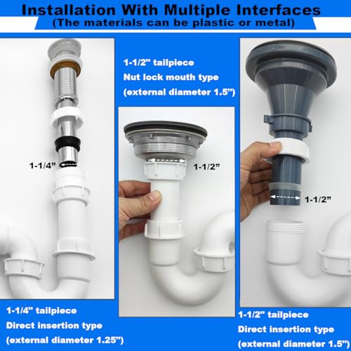 TGEOND White 1 1/4" and 1-1/2" PVC P-Trap Plumbing Kit with Threaded Adapter, J-Bend for Restroom Sink Kitchen Sink Drain Pipe, Flexible Extension Tube Drain Tailpiece - Image 5