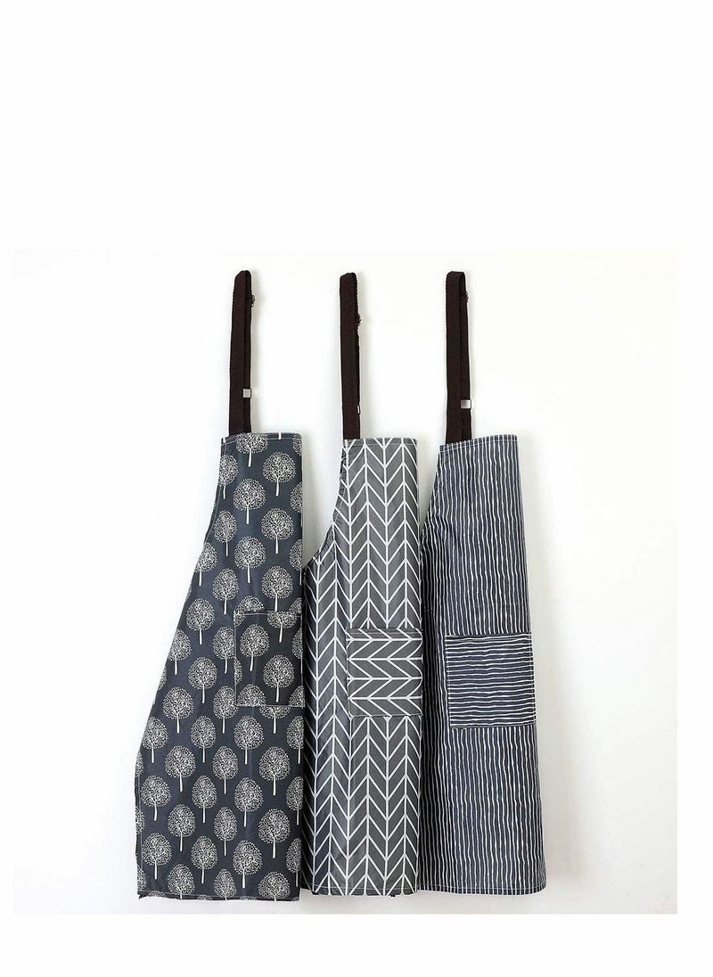Excefore 3 Pieces Women Aprons with Pockets Waterproof Adjustable Cooking Aprons Kitchen Bib Apron for Kitchen Cooking Baking Household Cleaning Apron Linen Easy To Wear Shapes  - Image 5