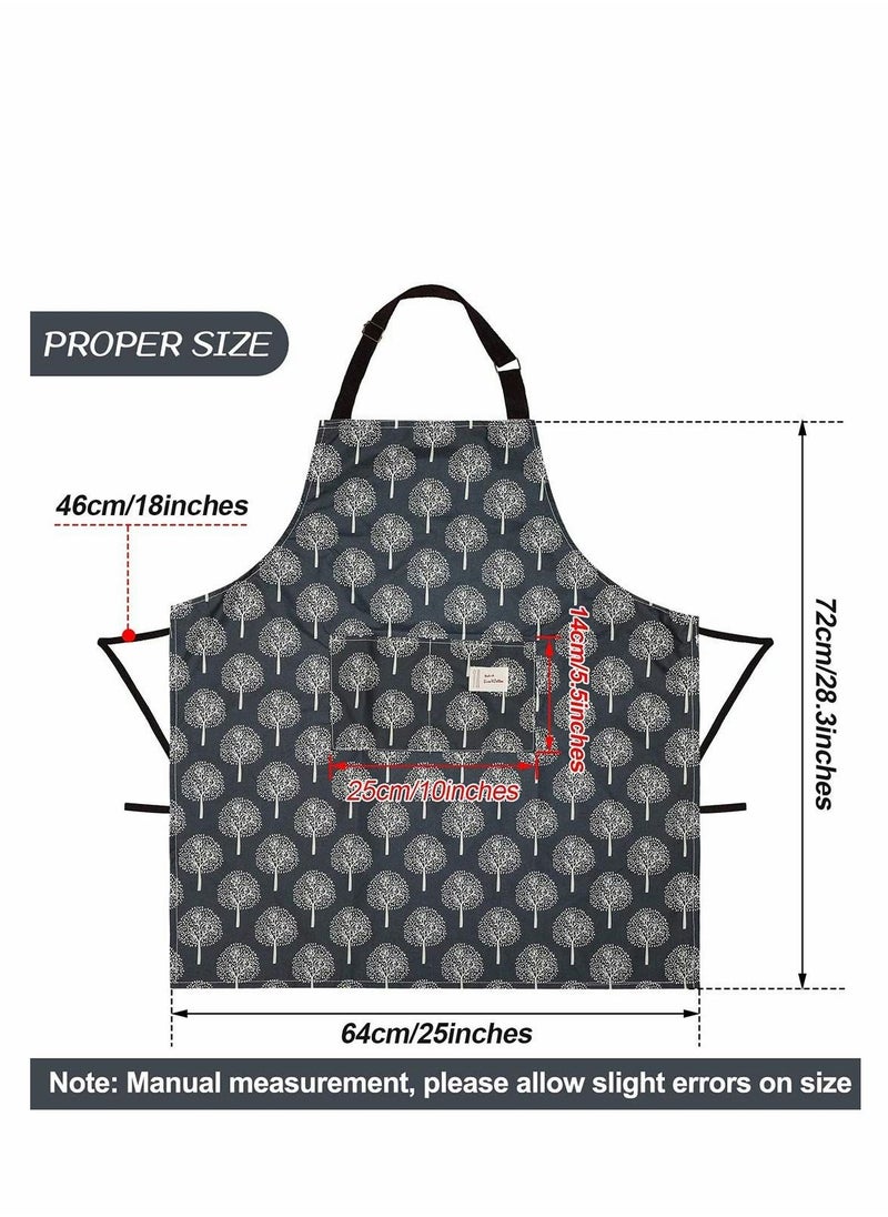 Excefore 3 Pieces Women Aprons with Pockets Waterproof Adjustable Cooking Aprons Kitchen Bib Apron for Kitchen Cooking Baking Household Cleaning Apron Linen Easy To Wear Shapes  - Image 4