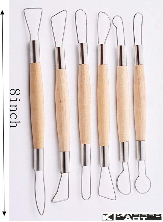 Kabeer Art Wood and Metal Ribbon Cutting Tool 6 Piece Sets Used for Clay, Ceramic and Crafts - Image 2
