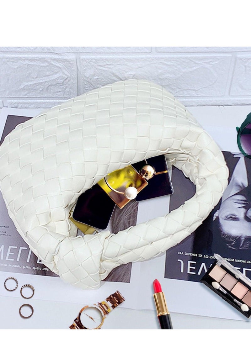 Woven Handbag for Women – Knotted Clutch Purse with Zipper Closure Soft Genuine Leather Shoulder Bag Mini Hobo Style Daily Use - Image 3