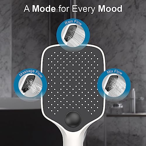 ALTON SHR20275 3-Function, 4-INCH, Hand Shower With SS-304 Grade 1.5 Meter Flexible Hose Pipe and Wall Hook, White & Black - Image 2