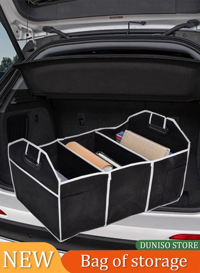 Loquat Car Trunk Organizer, Foldable Storage Organizer with 3 Compartments, Large Capacity Storage Box for Auto, Portable Waterproof Bag for Cargo Trunk, Universal for SUV, Truck, Van - Image 1