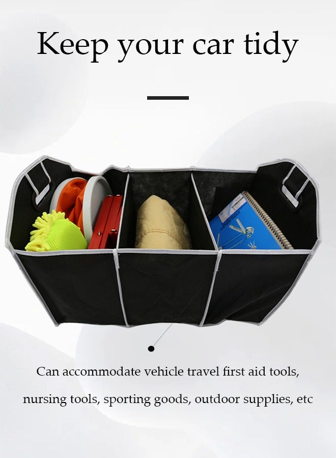 Loquat Car Trunk Organizer, Foldable Storage Organizer with 3 Compartments, Large Capacity Storage Box for Auto, Portable Waterproof Bag for Cargo Trunk, Universal for SUV, Truck, Van - Image 5