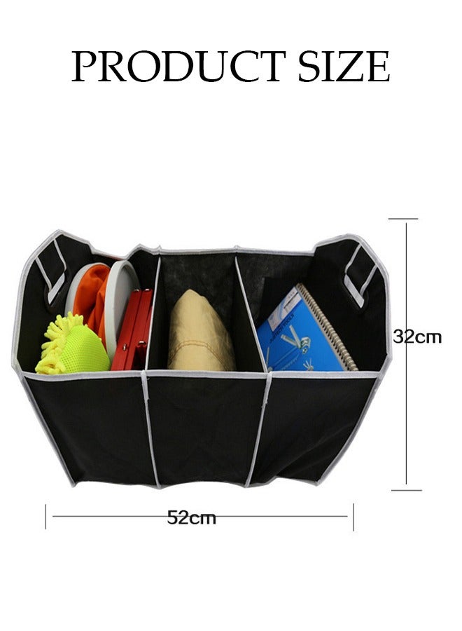 Loquat Car Trunk Organizer, Foldable Storage Organizer with 3 Compartments, Large Capacity Storage Box for Auto, Portable Waterproof Bag for Cargo Trunk, Universal for SUV, Truck, Van - Image 2