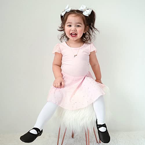 Stelle Ballet Leotards for Girls Dance Leotard with Shiny Skirt Toddler Pink Ballet Outfit Ruffle Sleeve Kids Dance Dress (Ballet Pink,6-7 Years) - Image 3