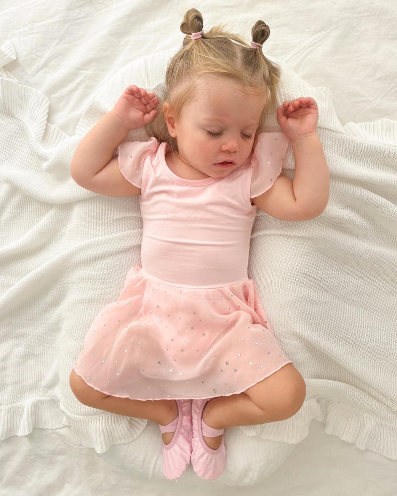Stelle Ballet Leotards for Girls Dance Leotard with Shiny Skirt Toddler Pink Ballet Outfit Ruffle Sleeve Kids Dance Dress (Ballet Pink,6-7 Years) - Image 2