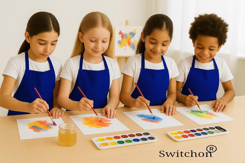Switchon Waterproof Polyester Kids Apron with Adjustable Waist & Neck Buckle | Multi-Purpose Cooking, Art, Birthday Theme Party & School Apron with Front Pocket | For Boys & Girls Age 5–11 Years - Image 5
