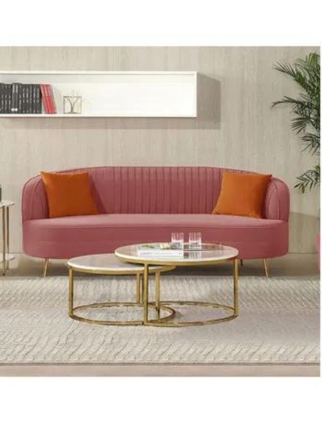 Maharat Al Bahar 3-Seater Sofa With Cushion Set Pink 212X106x82cm - Image 2