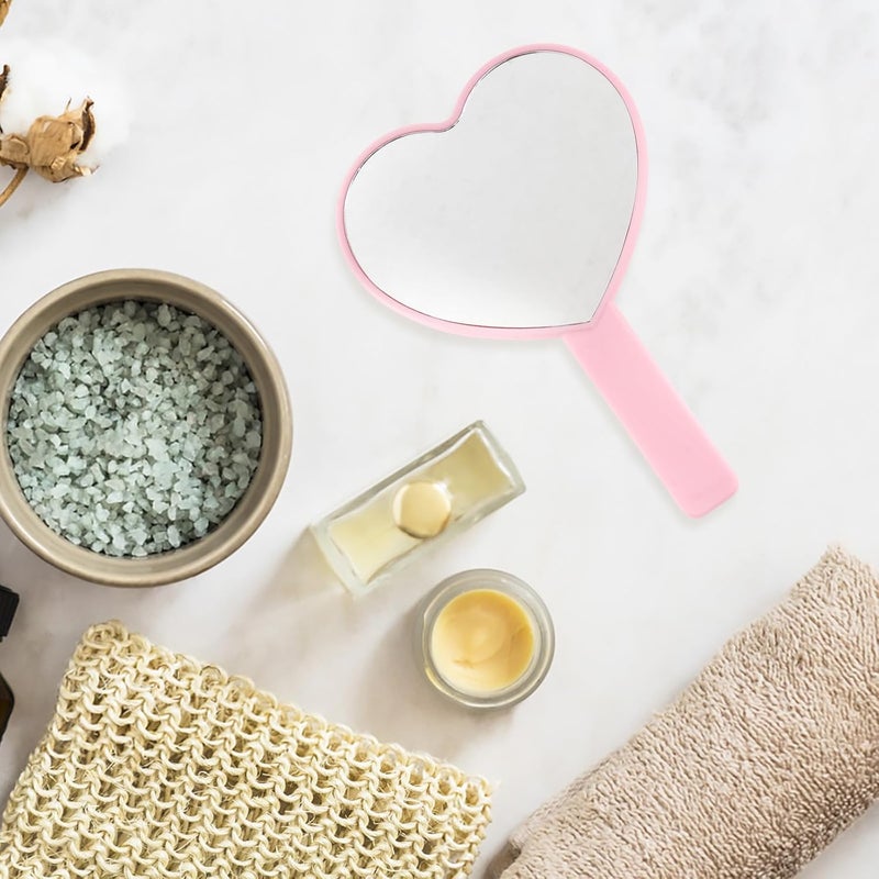 3pcs Handheld Cosmetic Mirrors Set Portable Travel Makeup Mirrors Pink Handle Square Round Heart Shapes for Women - Image 4