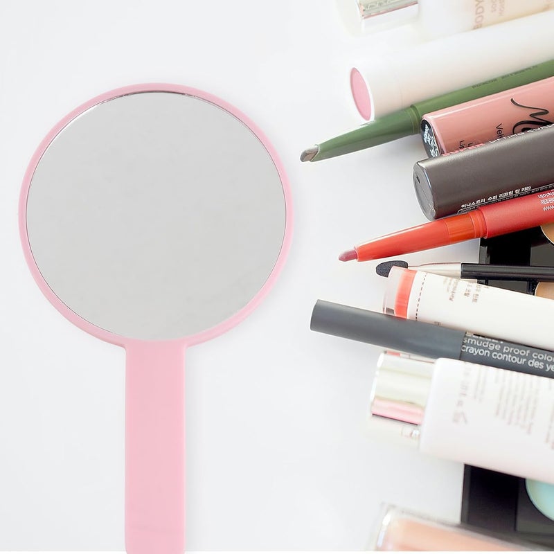 3pcs Handheld Cosmetic Mirrors Set Portable Travel Makeup Mirrors Pink Handle Square Round Heart Shapes for Women - Image 5