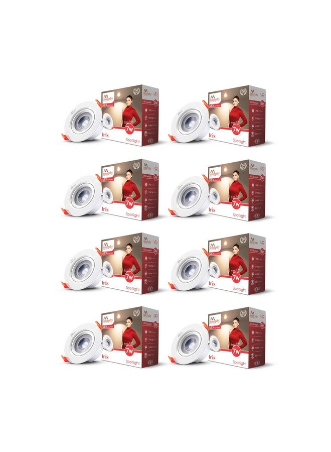 Murphy 7W IRIS LED Spot Round Panel Conceal Box Down Light(Pack of 8, Natural White) - Image 1