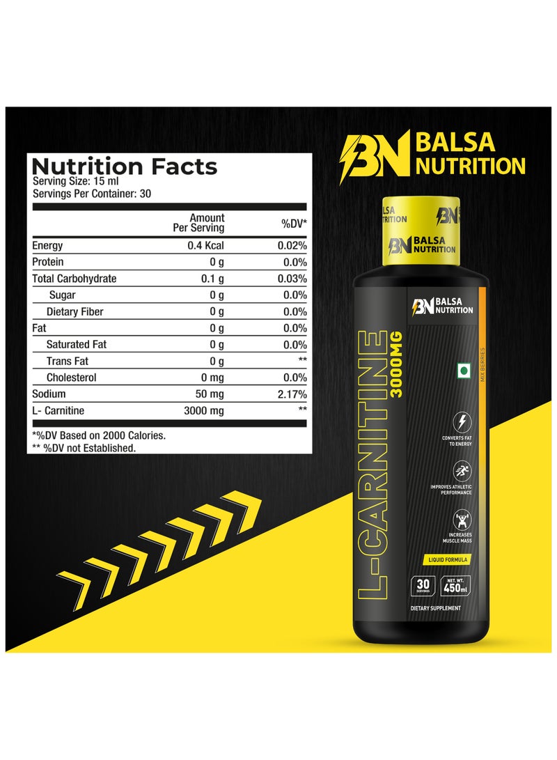 Balsa Nutrition L-Carnitine- 3000mg, Mix Berries Flavour, 30 Servings - Image 2